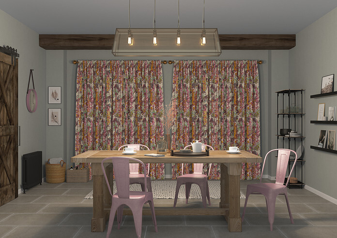 Hollihocks, Burgundy - Made to Measure Curtains - Image 7